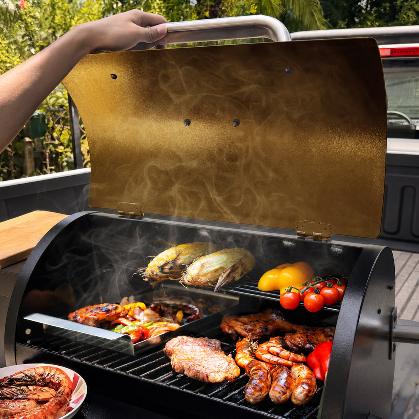KingChii Outdoor Pellet Smoker Grill Cooking Meat for Backyard BBQ