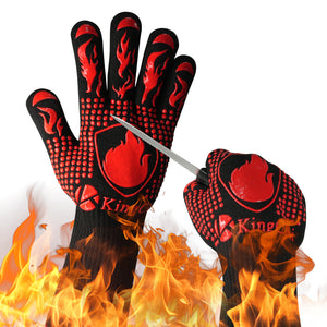 KingChii Heat Resistant BBQ Gloves for Grilling Cooking Baking and Fireplace Use