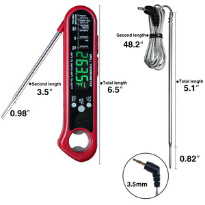 KingChii Dual Probe Meat Thermometer with Digital Display and Temperature Alarm