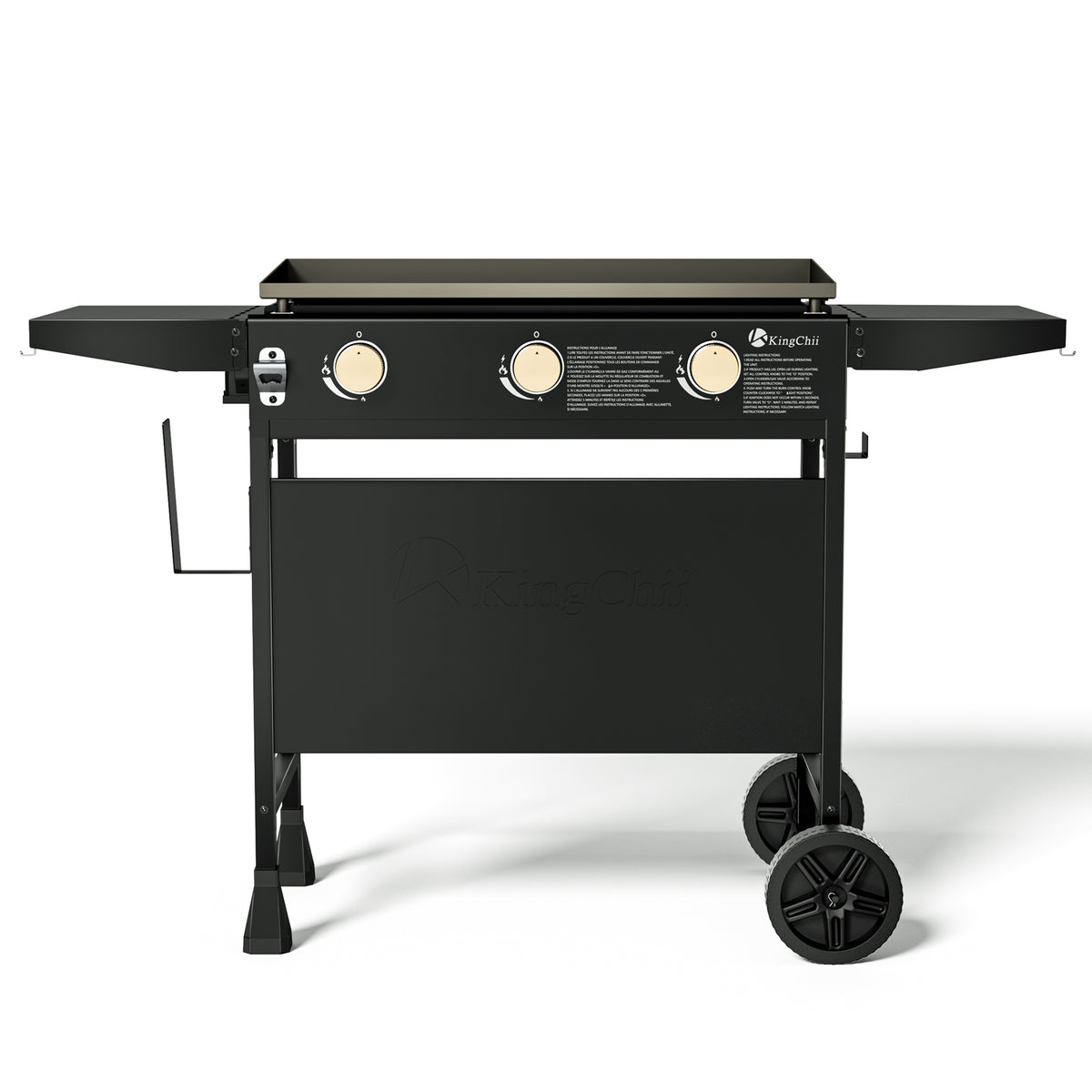 KingChii 27 Inch Outdoor Flat Top Gas Griddle with Cart and Wheels