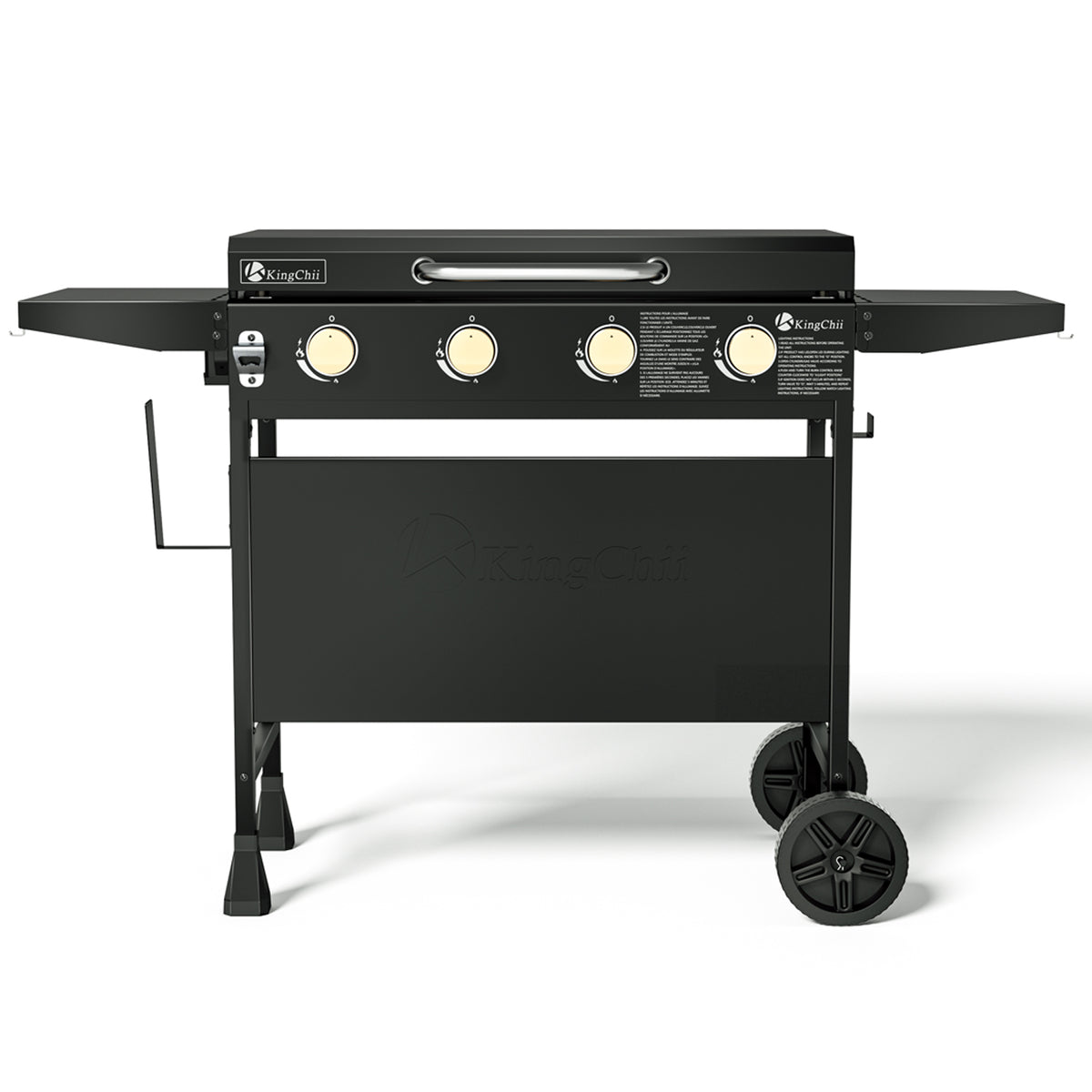30.6 Inch Outdoor Gas Griddle with Hard Cover Side Shelves and Wheels