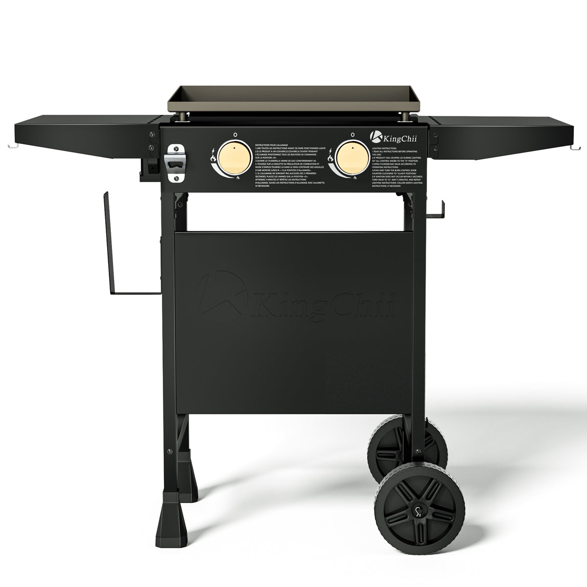 KingChii Outdoor Flat Top Gas Griddle with Cart Stand and Wheels