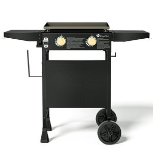 KingChii Outdoor Flat Top Gas Griddle with Cart Stand and Wheels