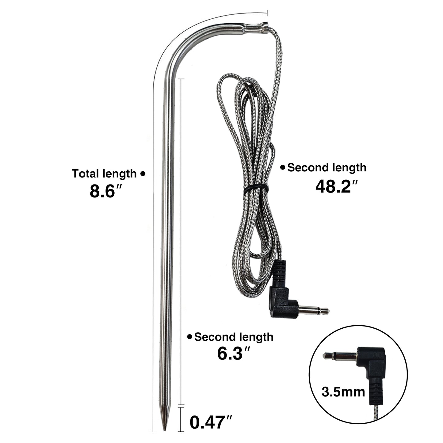 KingChii Pellet Grill Meat Probe Model PT1000 - Fits for KingChii HWPG 456A/B/C/D Wood Pellet Grills