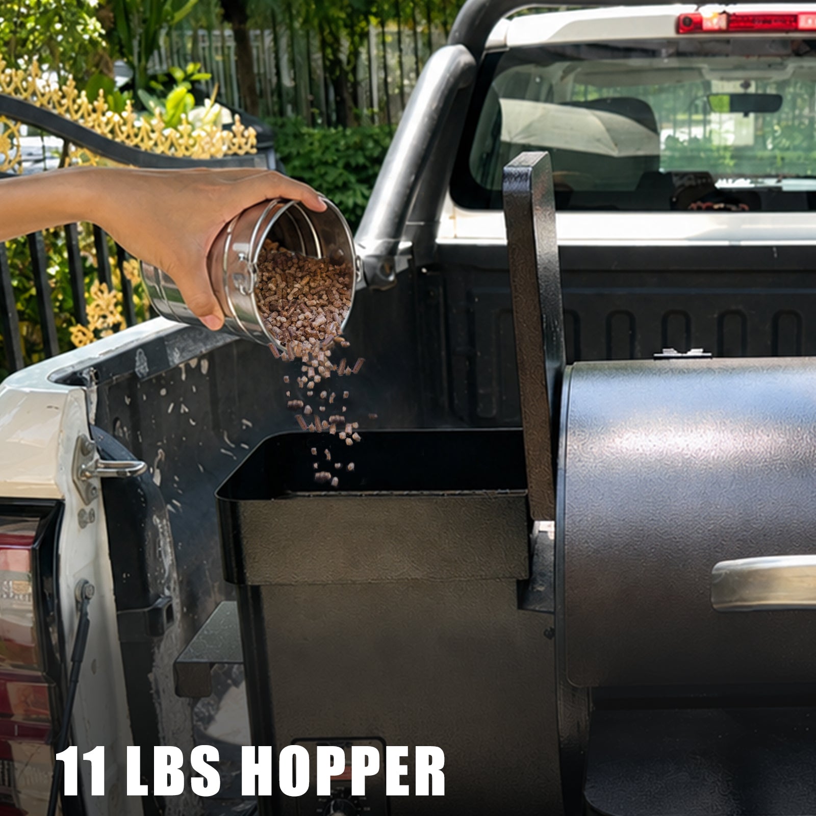 KingChii Portable Wood Pellet Grill with Lower Storage Shelf for BBQ Accessories