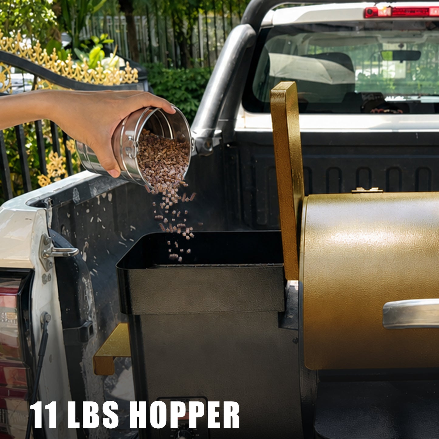 KingChii Wood Pellet Smoker with 11 LB Hopper for Long Outdoor Cooking
