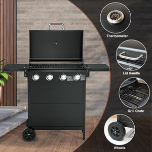 KingChii 4-Burner Propane Griddle with Hard Lid and Enclosed Storage Cabinet