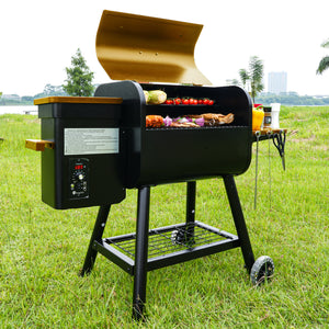 KingChii Outdoor Wood Pellet Grill and Smoker for Backyard Patio BBQ