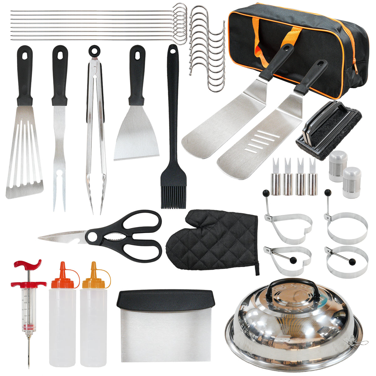 KingChii 44-piece griddle accessories kit for outdoor barbecue cooking