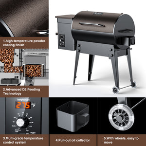 KingChii compact pellet grill with foldable legs for easy outdoor storage and transport