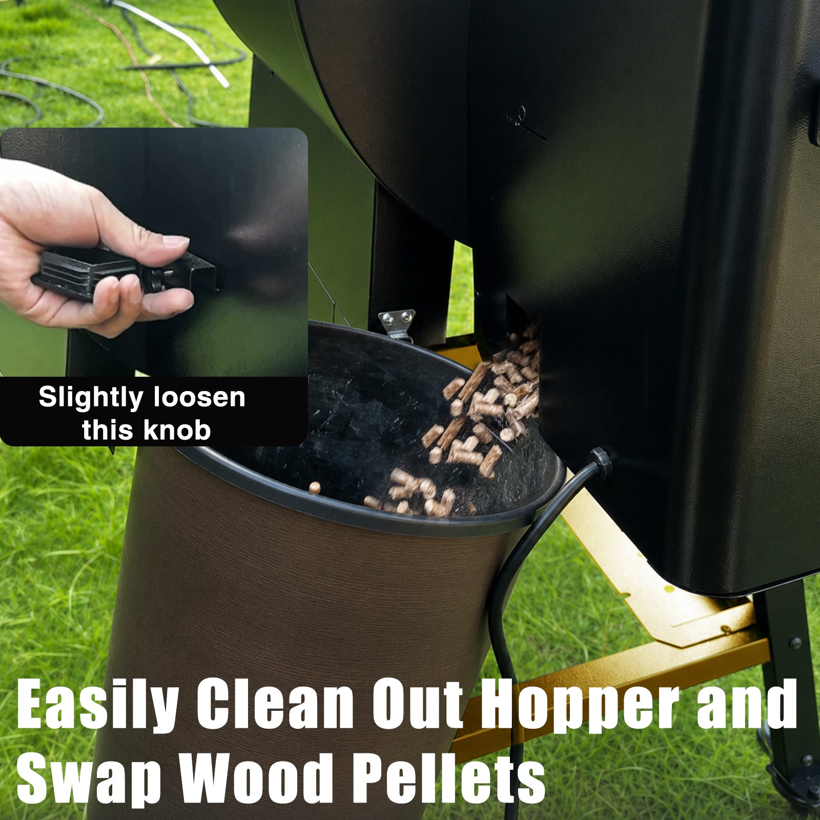 KingChii Pellet Smoker with Hopper Cleanout System for Easy Pellet Changes