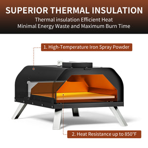 KingChii Wood Fired Pizza Oven with Insulated Cooking Chamber for High Heat Cooking