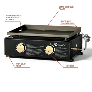 18.5 Inch Portable Gas Griddle with Large Flat Top Cooking Surface