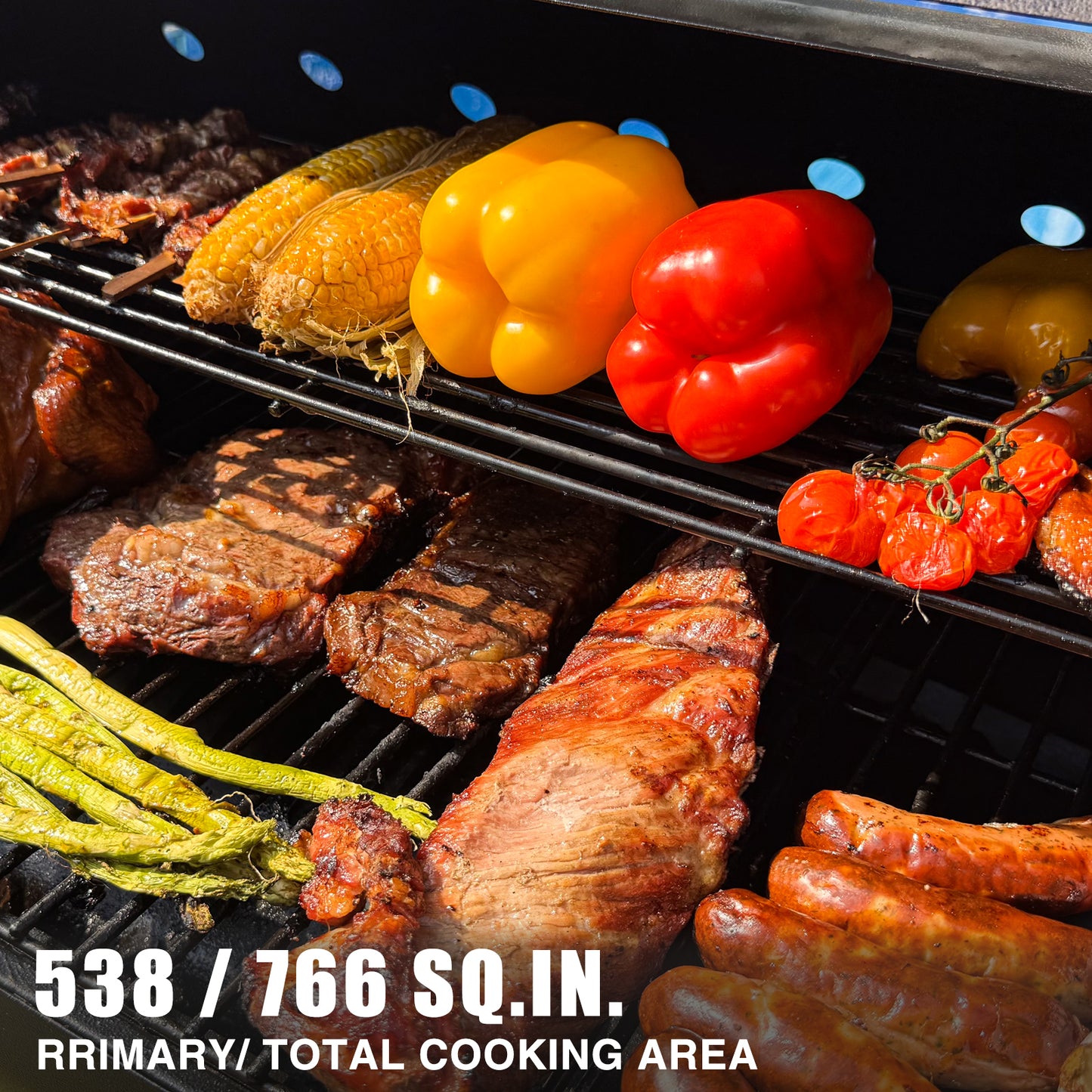 KingChii Wood Pellet Grill & Smoker, 766 Sq. In. Capacity, 18.3 lb Hopper - Brown