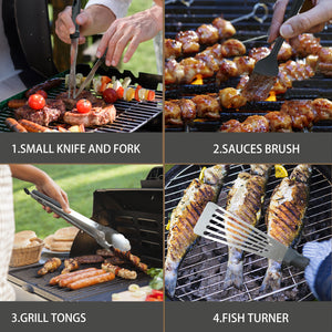 KingChii griddle accessories kit with spatulas, tongs, and cooking tools