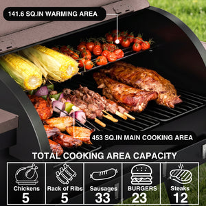 KingChii Pellet Smoker Grill for Smoking Ribs Meat and Outdoor BBQ