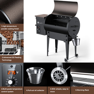 Portable Wood Pellet Grill with Folding Legs and Wheels for Easy Outdoor Transport