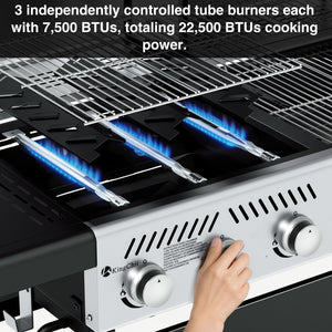 KingChii Gas and Charcoal Combo Grill with Stainless Steel Burners and Temperature Control