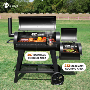 KingChii Offset Smoker Charcoal Grill for Backyard BBQ and Outdoor Cooking
