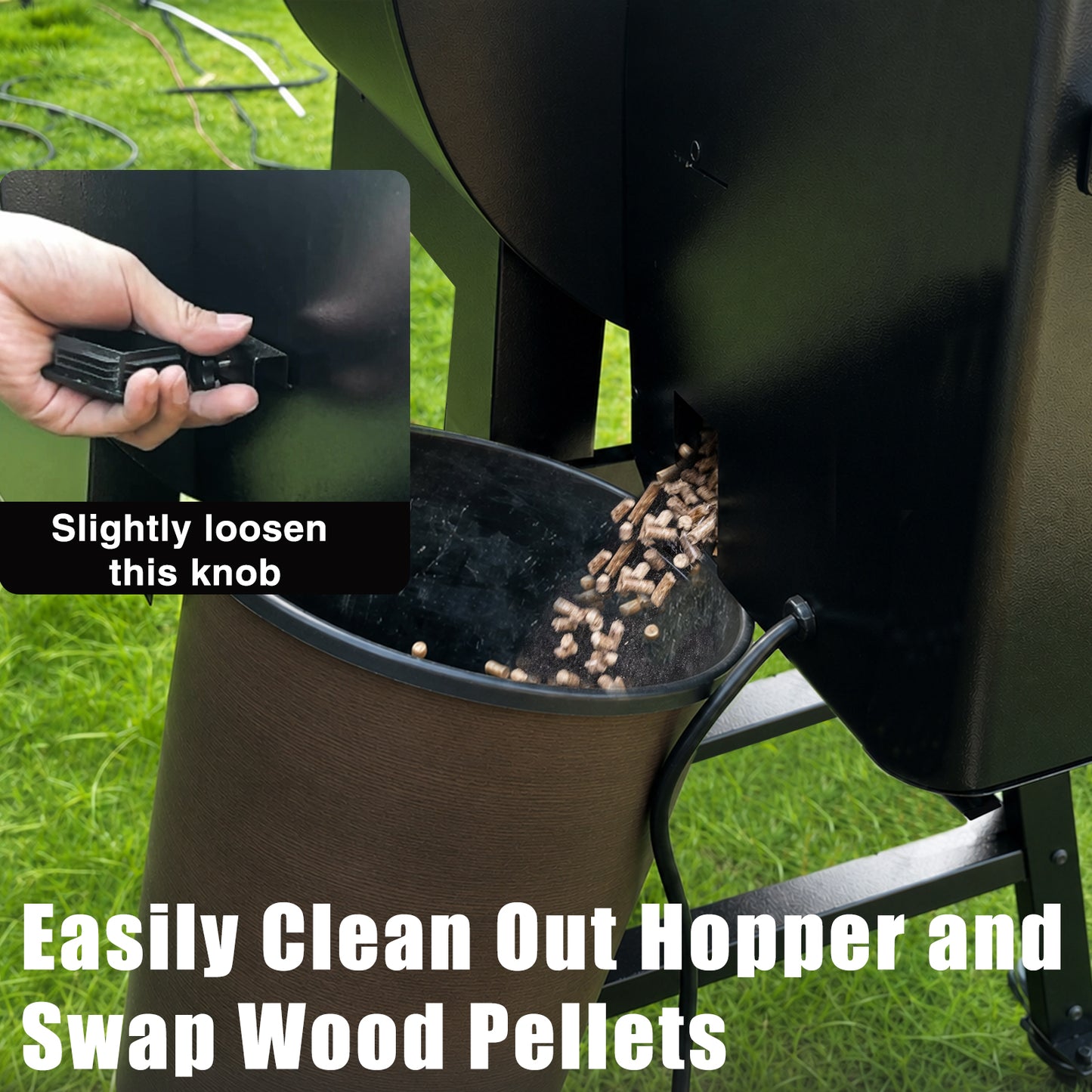 KingChii Wood Pellet Grill & Smoker, 766 Sq. In. Capacity, 18.3 lb Hopper - Brown