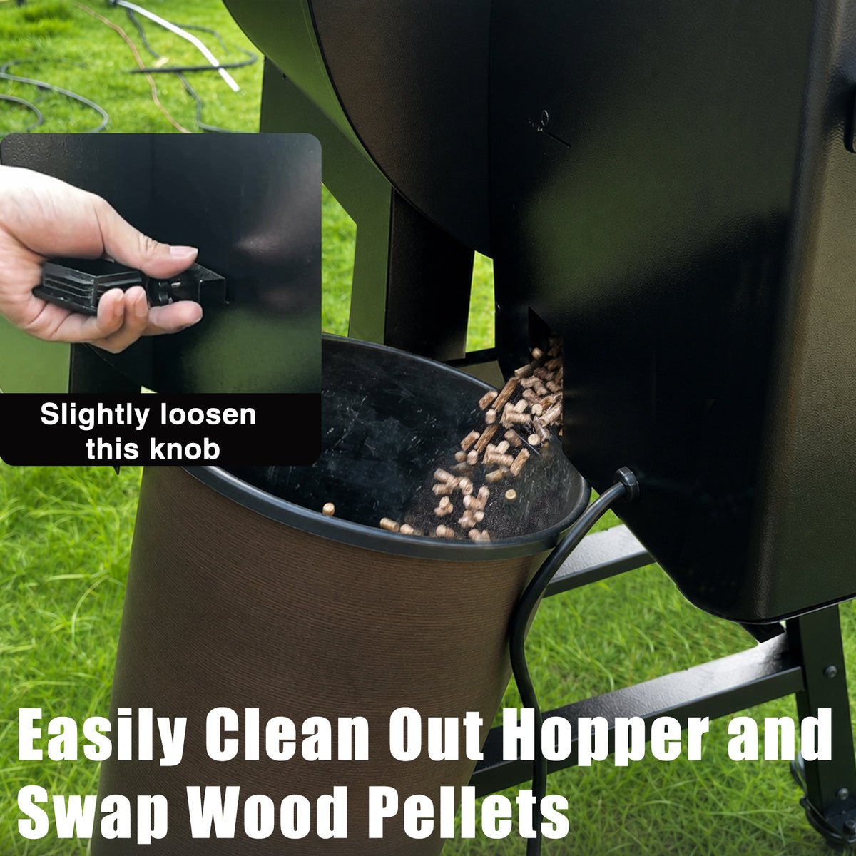 KingChii Wood Pellet Smoker with Easy Clean Pellet Hopper for Outdoor Cooking