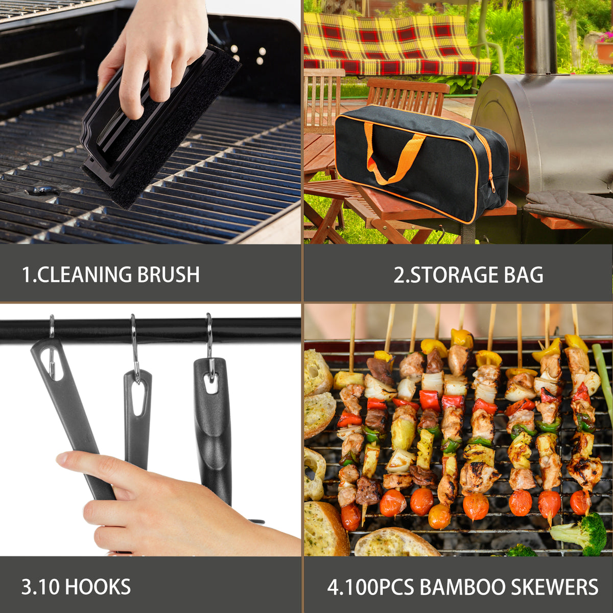 KingChii 135-piece grill tool collection for backyard BBQ
