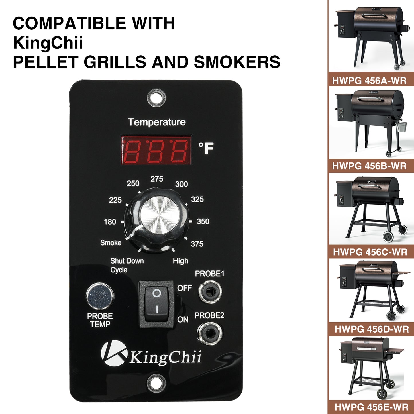 Replacement Updated PID Digital Control Panel - Fits for KingChii HWPG 456A/B/C/D/E Wood Pellet Grills and Smoker