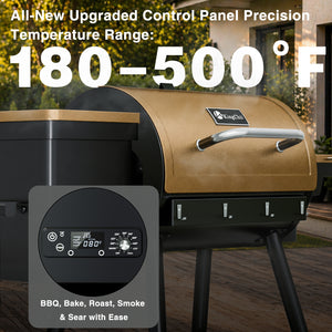 KingChii PID Wood Pellet Grill with 180-500°F Adjustable Temperature Control