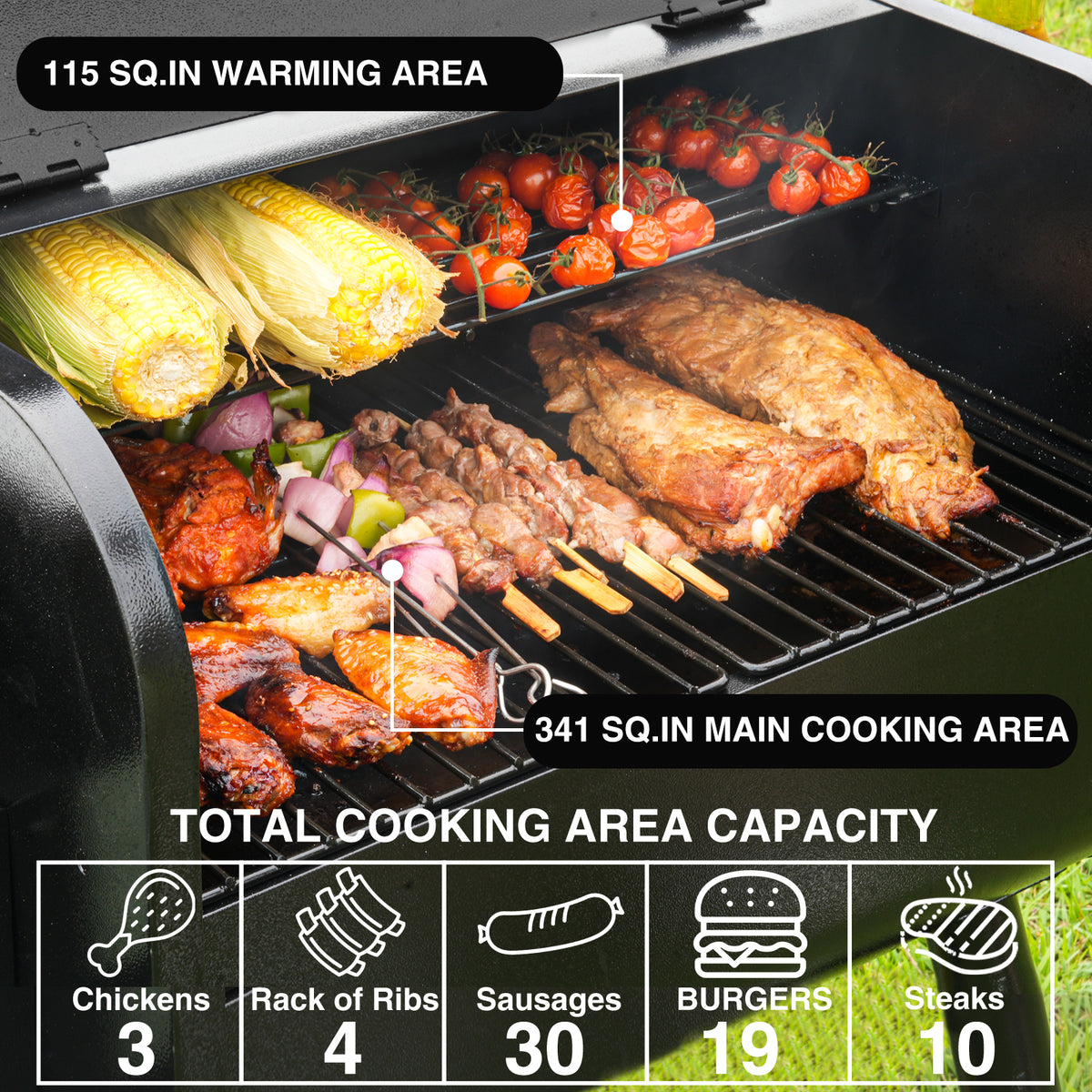 KingChii Wood Pellet Grill Cooking Steak and Meat for Backyard BBQ
