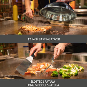 KingChii griddle cooking kit with egg rings and sauce dispensers