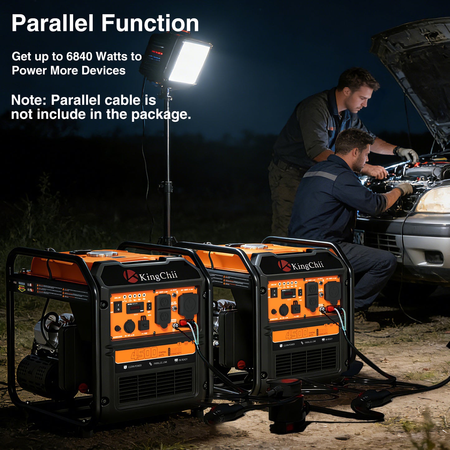 KingChii 4500W Inverter Generator Gas Powered, Open Frame Generator with CO Sensor, Portable Outdoor Power Equipment for Camping, RV & Home Backup, EPA Compliant