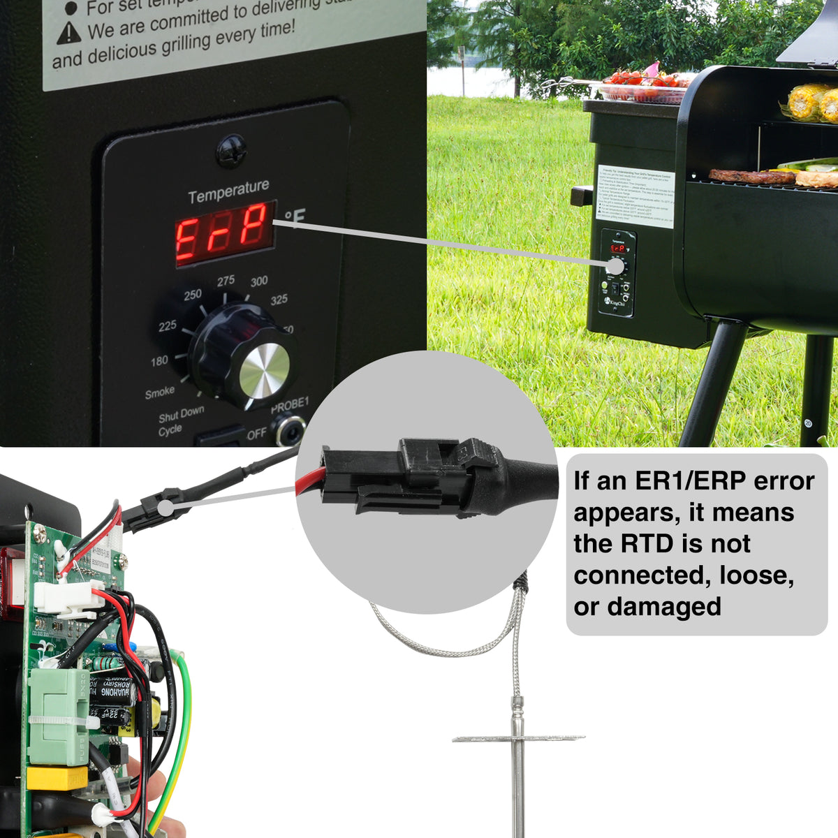 Pellet Grill Digital Controller Board with RTD Temperature Sensor Connection