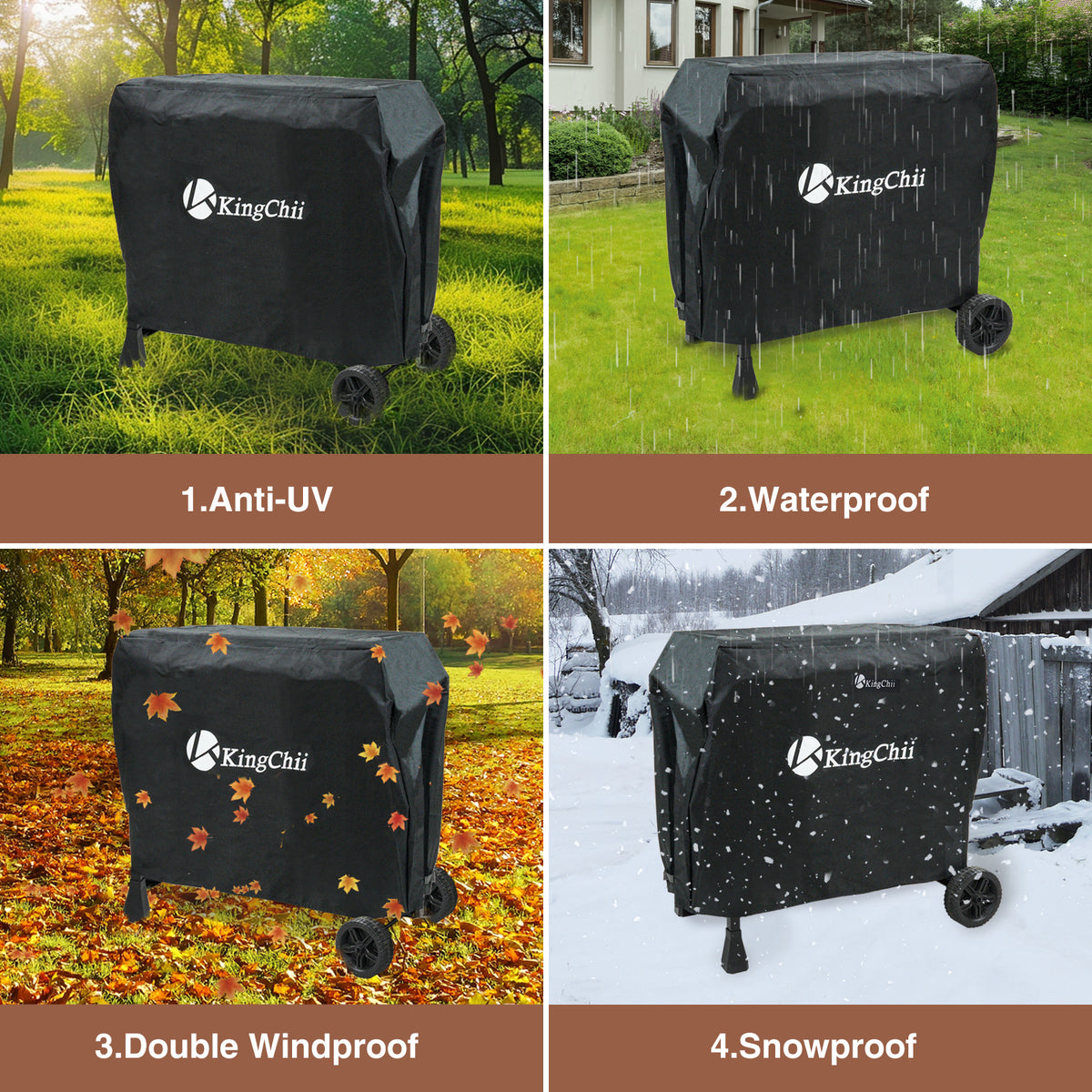 KingChii Heavy Duty Grill Griddle Cover for Rain Sun Dust and Outdoor Protection