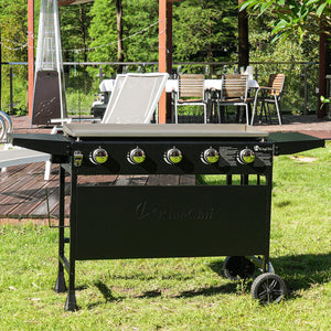 KingChii Portable Propane Flat Top Grill for Backyard BBQ Parties and Outdoor Cooking