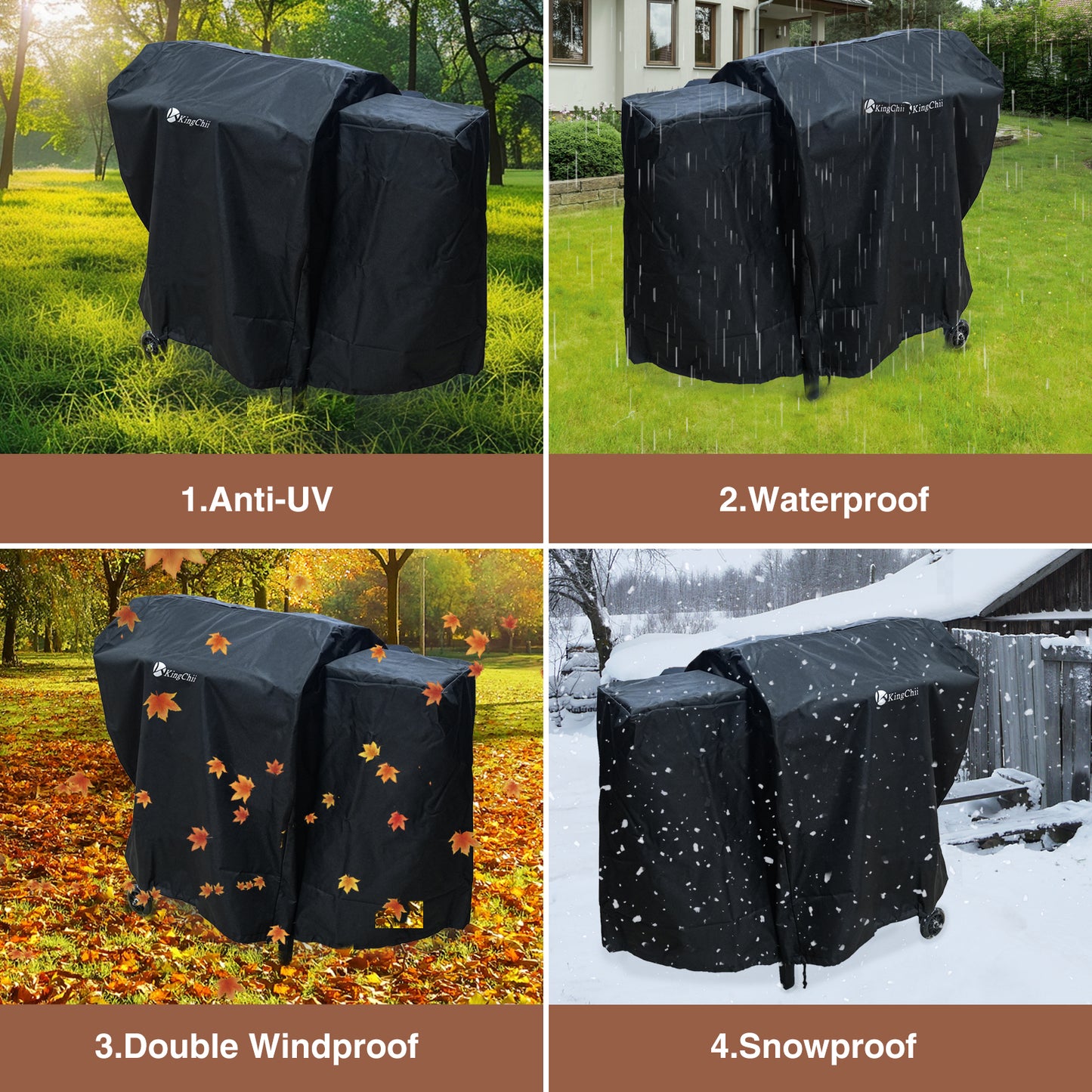 KingChii BBQ Grill Smoker Cover - Fits for KingChii HWPG 456A/B/C Wood Pellet Grills