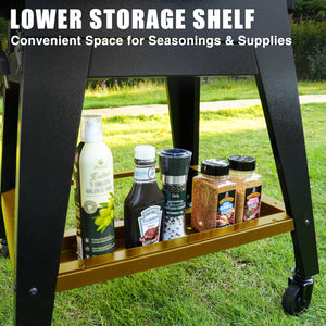 KingChii Wood Pellet Grill with Lower Storage Shelf for Outdoor BBQ Accessories