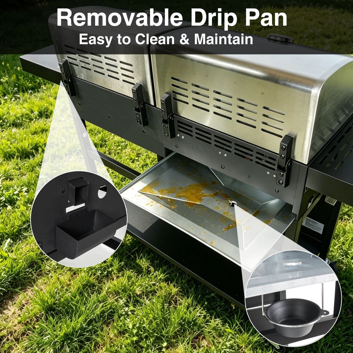 KingChii Propane Grill and Griddle Combo with Removable Grease Tray for Easy Cleaning