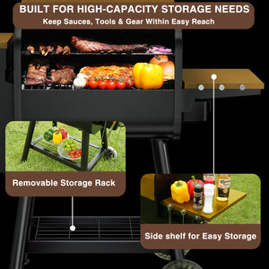 KingChii Wood Pellet Grill Cooking Meat with Rich Wood-Fired Smoky Flavor