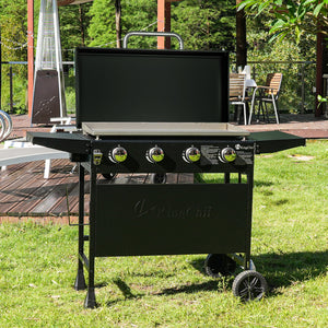 KingChii 4-Burner Propane Flat Top Griddle with Lid for Backyard Outdoor Cooking