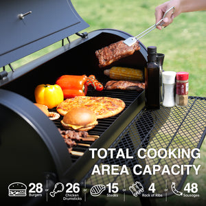 547 Sq In Offset Charcoal Grill and Smoker with Large BBQ Cooking Area