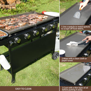 KingChii Propane Griddle with Side Shelf and Grease Management System for Easy Cleanup