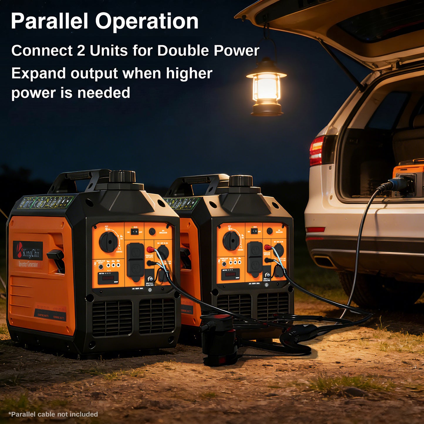 KingChii 2500W Portable Inverter Generator, Quiet Gas Powered Generator for Home Use, RV, Camping & Tailgating, ECO Mode, Parallel Ready, EPA Compliant