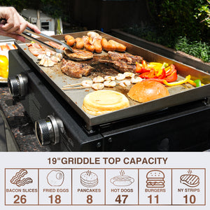 KingChii Outdoor Flat Top Gas Griddle Cooking Meat and Vegetables