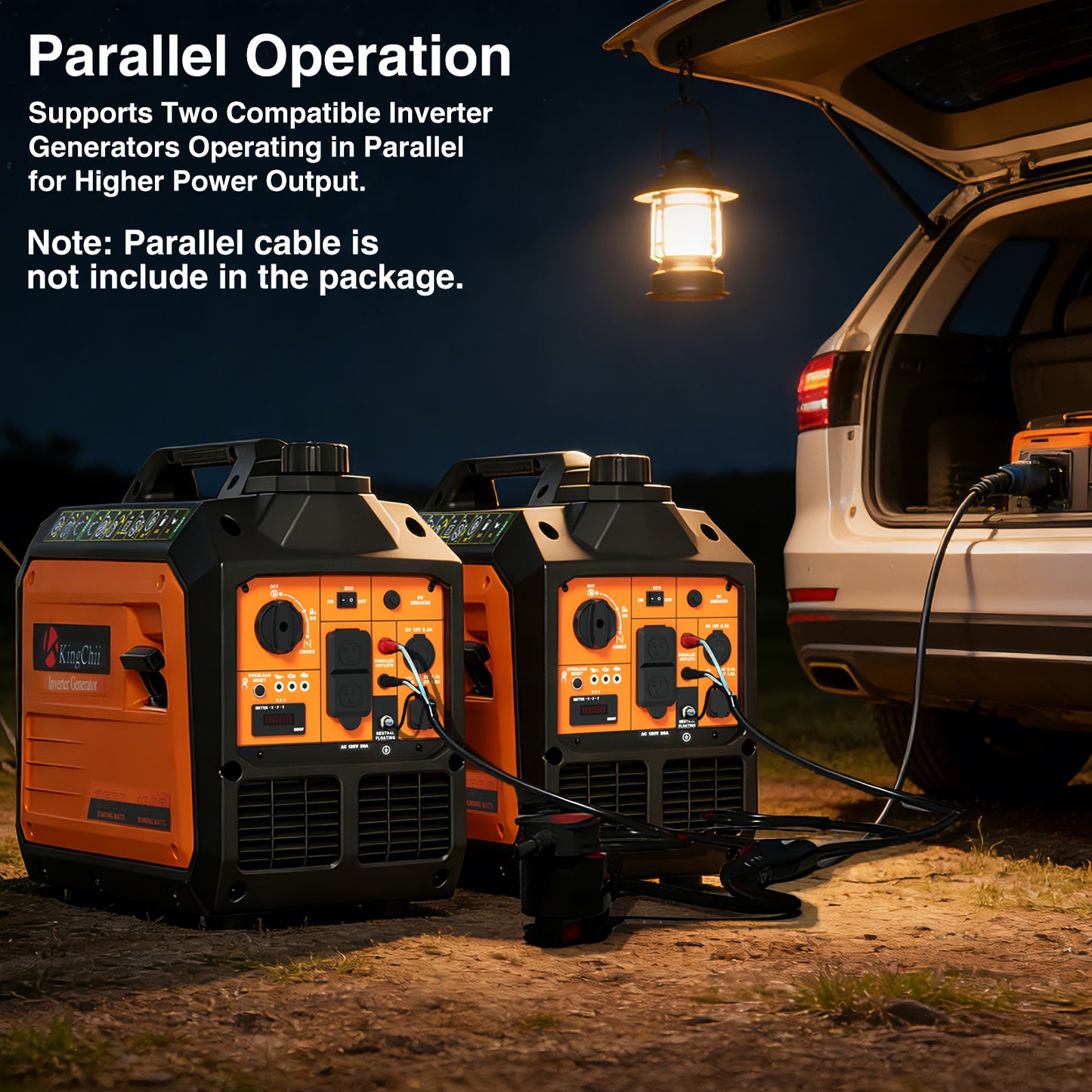 Kingchii 2500W Inverter Generator, Portable Gas Powered, RV Ready, ECO Mode, Low Oil Shutdown, EPA Compliant, for Camping & Home Backup