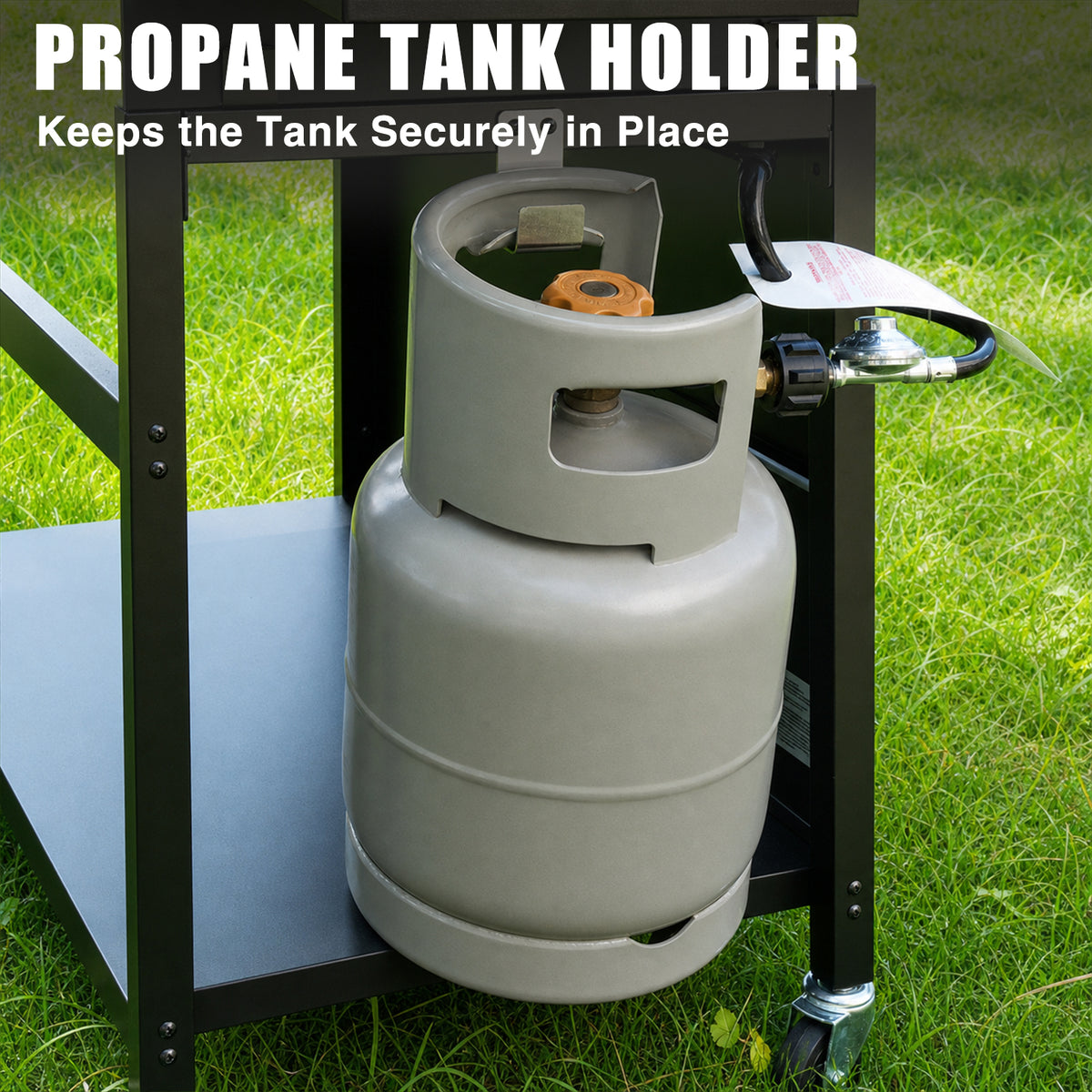 KingChii Propane BBQ Grill with Secure Gas Tank Holder for Outdoor Cooking
