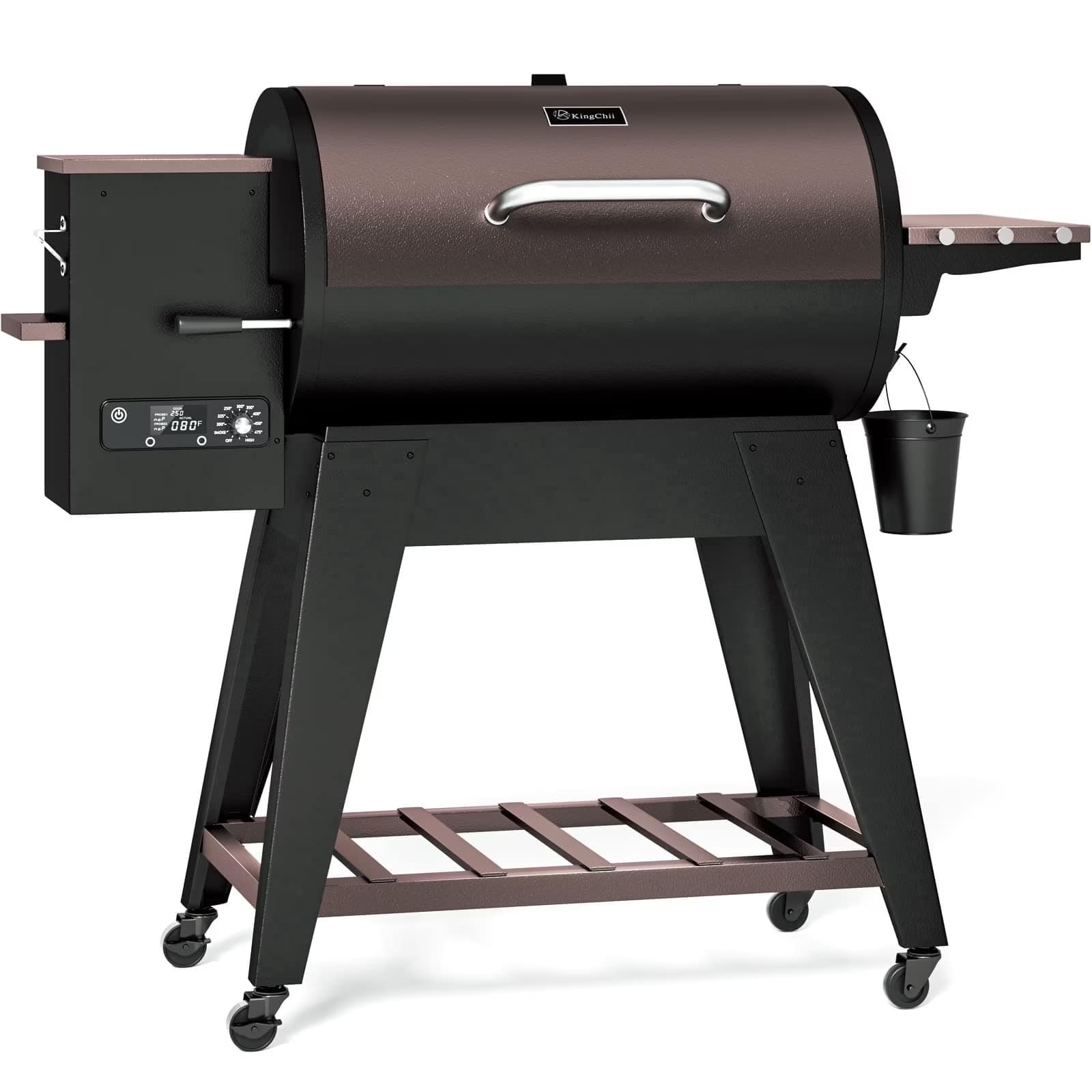 KingChii - 766-sq in Brown Electric Pellet Smoker Grill with Auto Pellet Feed and PID Control