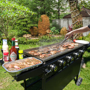 KingChii Outdoor Propane Griddle Cooking Meat and Vegetables for Backyard BBQ