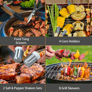 KingChii griddle tools with meat thermometer, injector, and cleaning brush