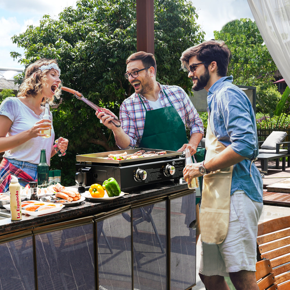 Portable Propane Tabletop Griddle for Backyard BBQ Camping and Family Cooking