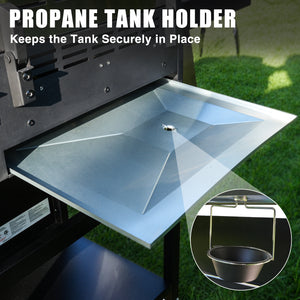 KingChii Gas Grill and Griddle Combo with Side Shelf Propane Tank Holder